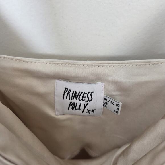 Princess Polly Champagne Satin Going Out Club Party Tank Mini Dress Size 6 - Picture 3 of 6